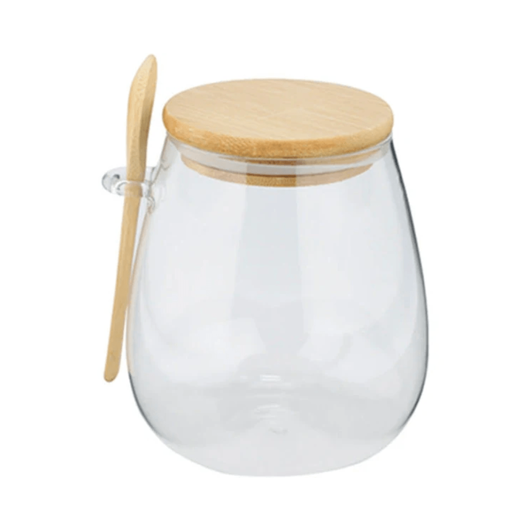 Porta Mantimento em Vidro Borossilicato com Tampa e Colher de Bambu 750ml - Ela Decora
