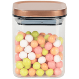 Porta Mantimento Quadrado em Vidro Borossilicato com Tampa Rose Gold 400mL - Ela Decora