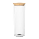 Porta Mantimento Redondo em Vidro Borossilicato Tampa De Bambu - 1,8L - Ela Decora