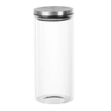 Porta Mantimento Redondo em Vidro Borossilicato Tampa De Metal Prata - 1,4L - Ela Decora