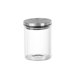 Porta Mantimento Redondo em Vidro Borossilicato Tampa De Metal Prata - 800 ml - Ela Decora