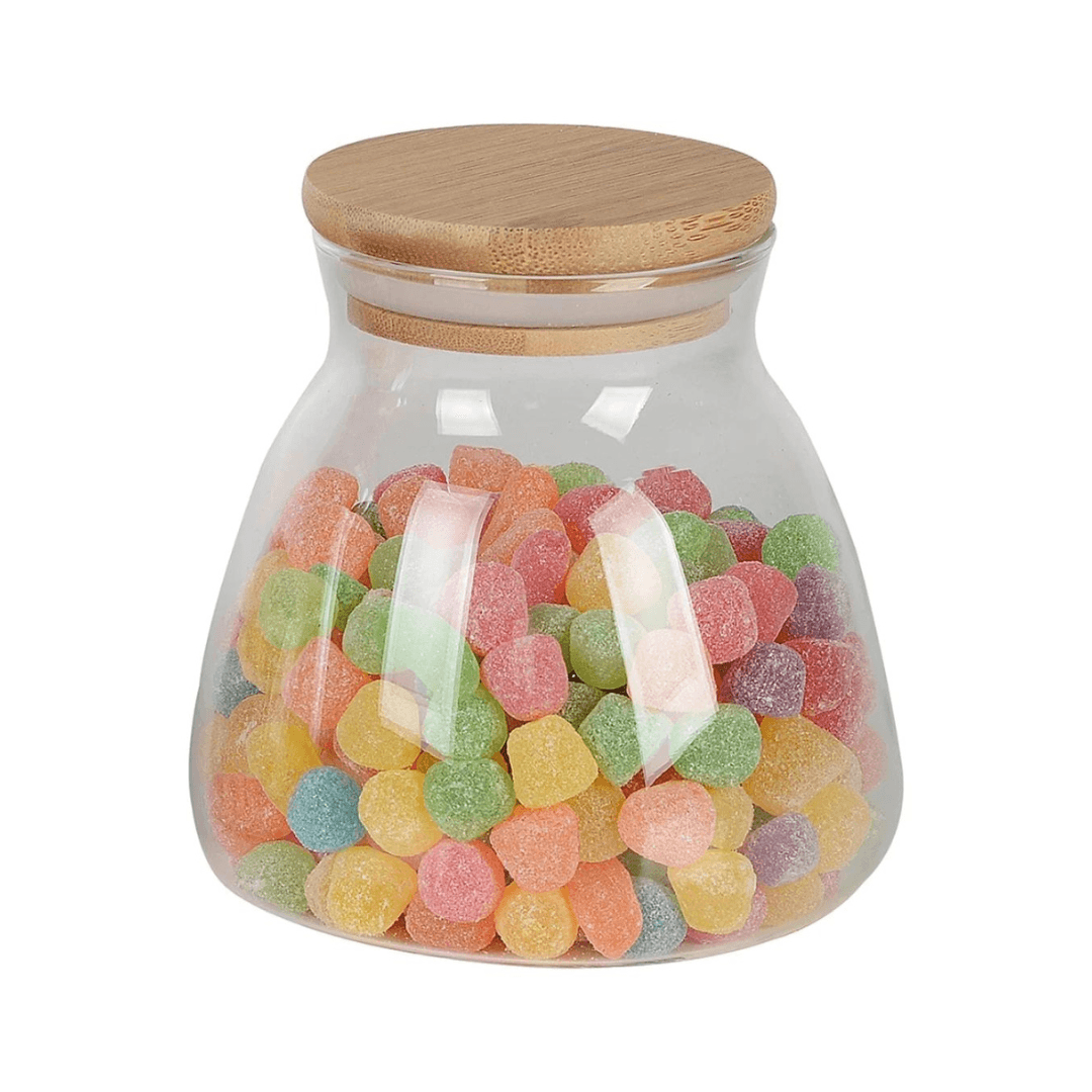 Porta Mantimento Vidro Borossilcato com Tampa de Bambu 450ml - Ela Decora