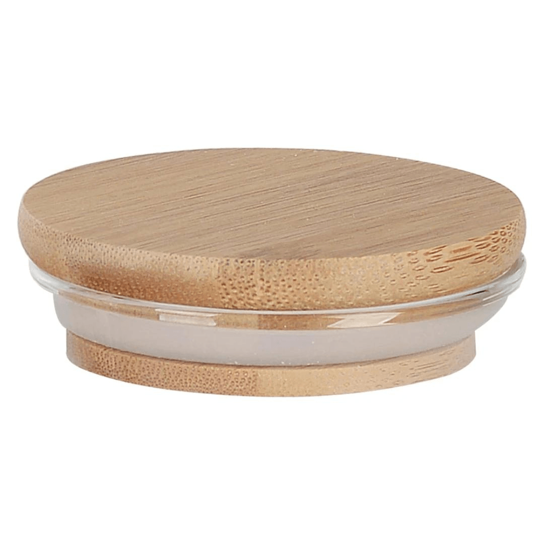Porta Mantimento Vidro Borossilcato com Tampa de Bambu 450ml - Ela Decora