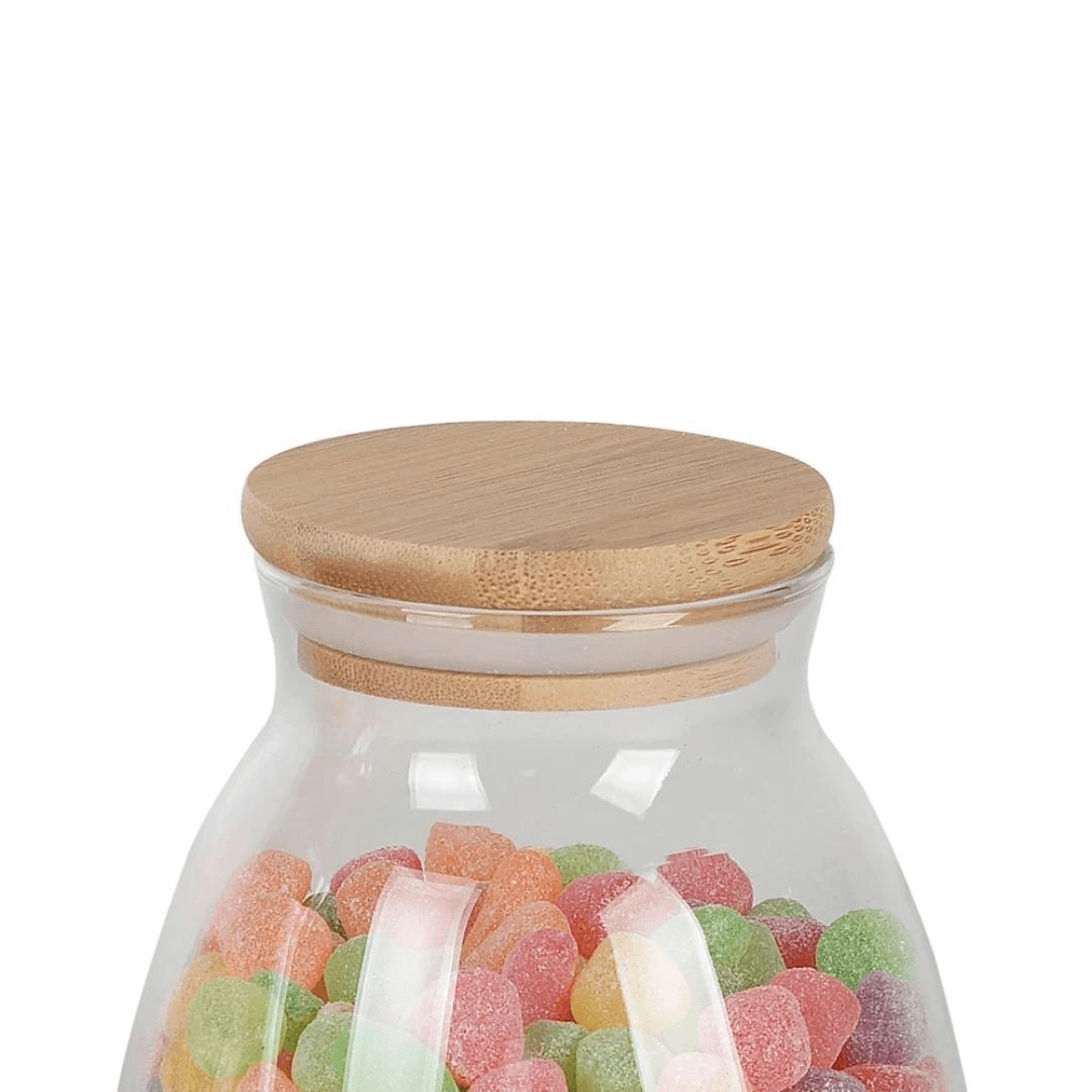 Porta Mantimento Vidro Borossilcato com Tampa de Bambu 450ml - Ela Decora