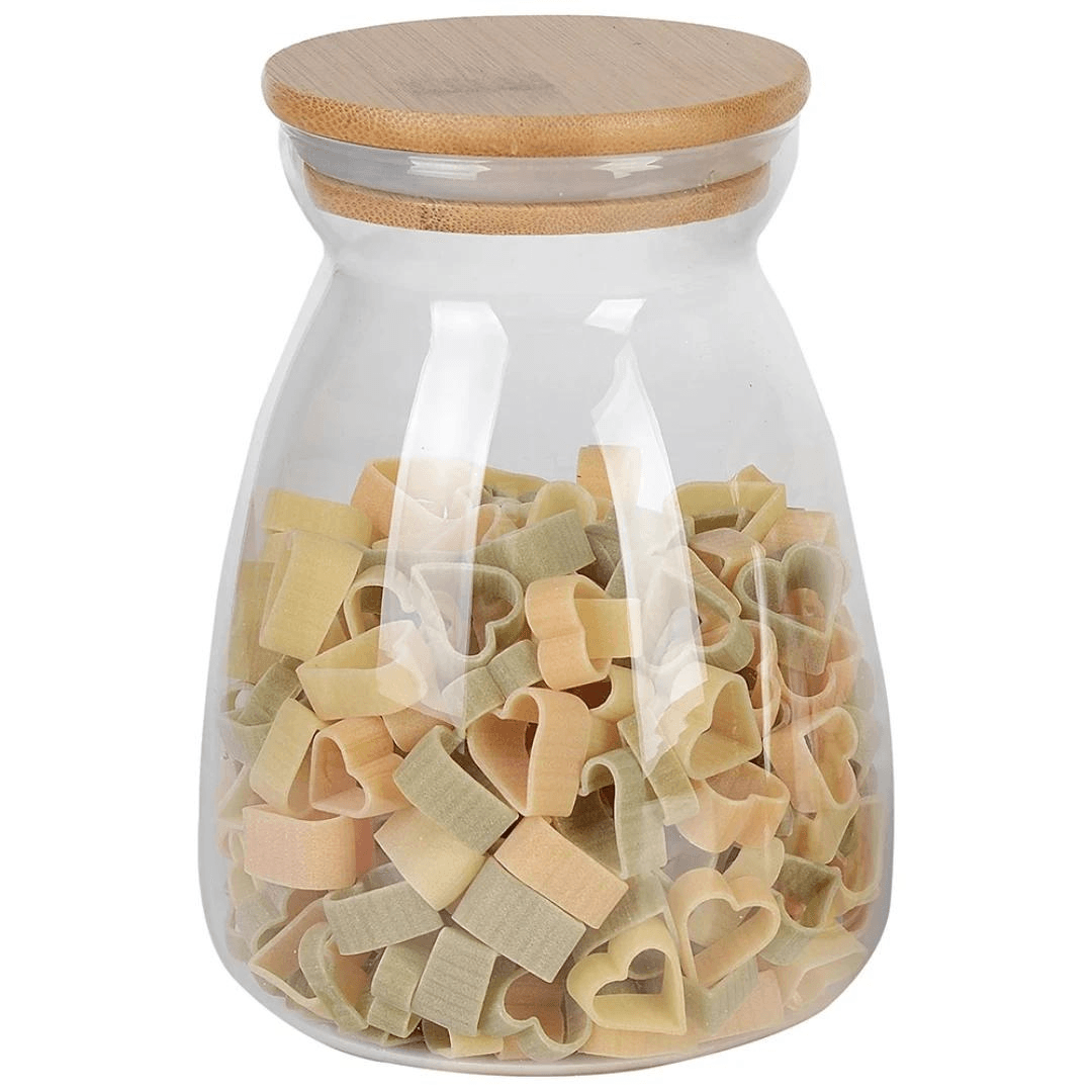 Porta Mantimento Vidro Borossilicato com Tampa de Bambu 1 Litro - Ela Decora