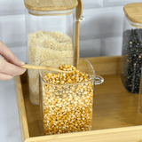 Porta Mantimento Vidro Borossilicato com Tampa e Colher de Bambu 800ml - Ela Decora