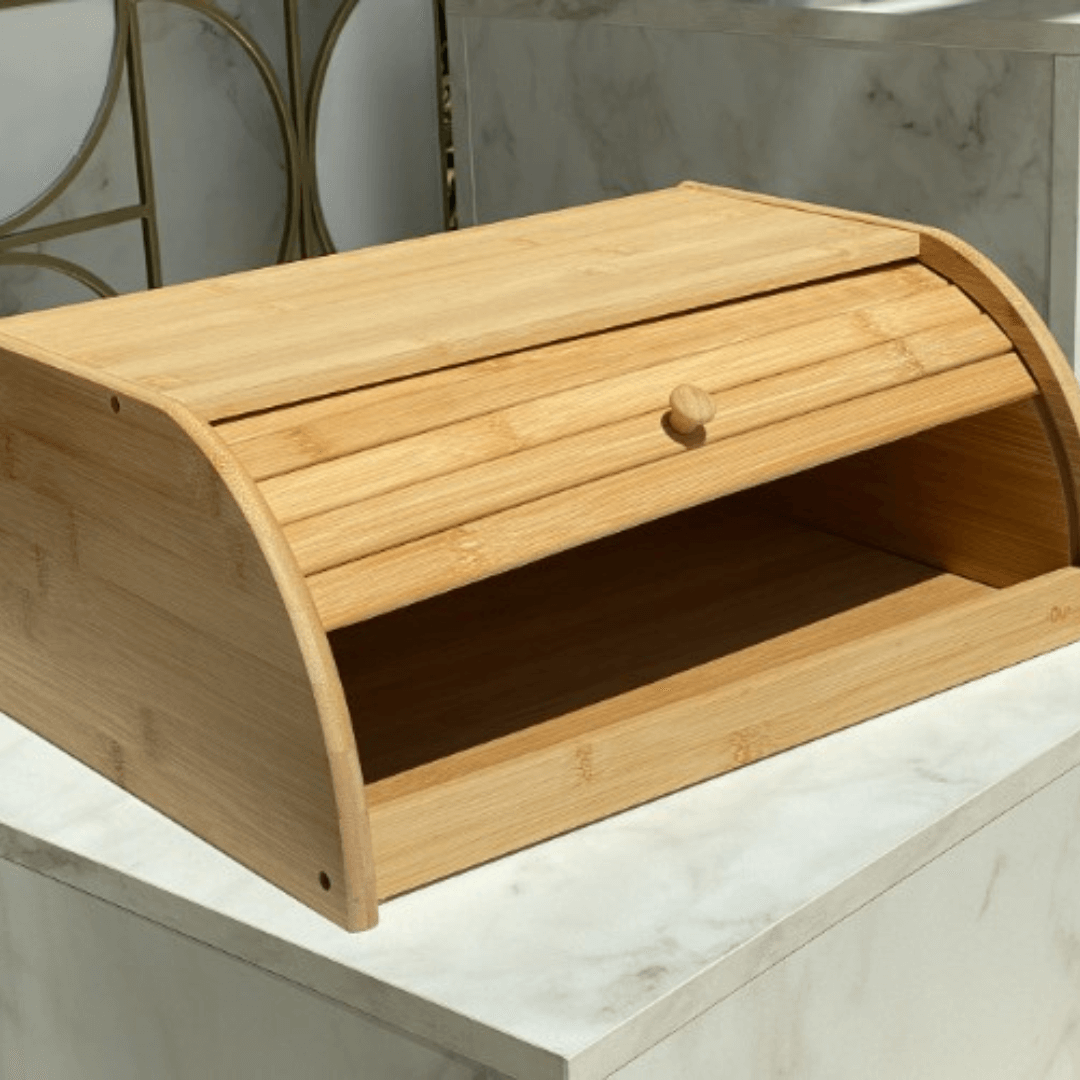 Porta Pão em Bambu G 40cm x 27,5cm x16,5cm - Ela Decora