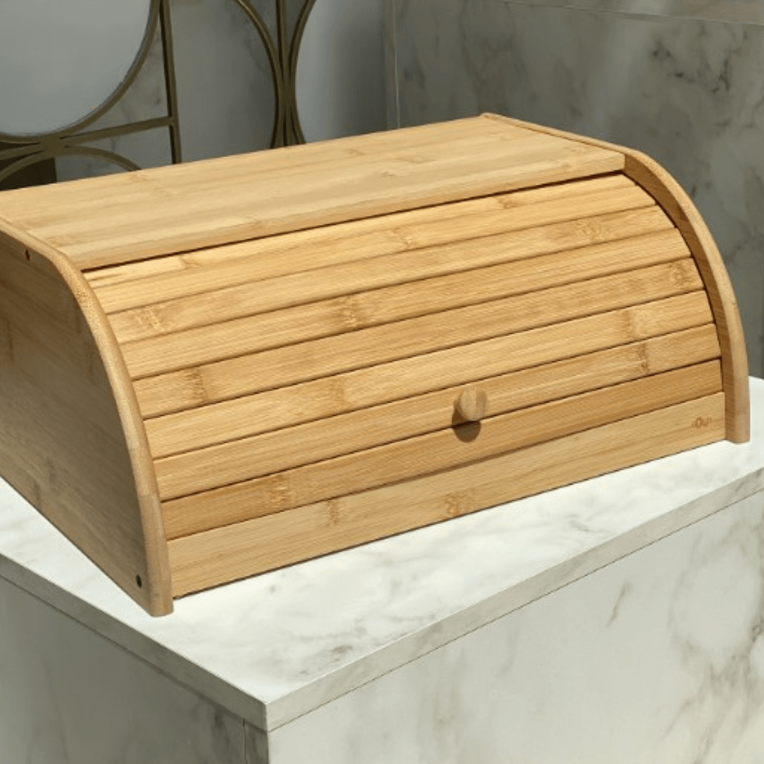Porta Pão em Bambu G 40cm x 27,5cm x16,5cm - Ela Decora