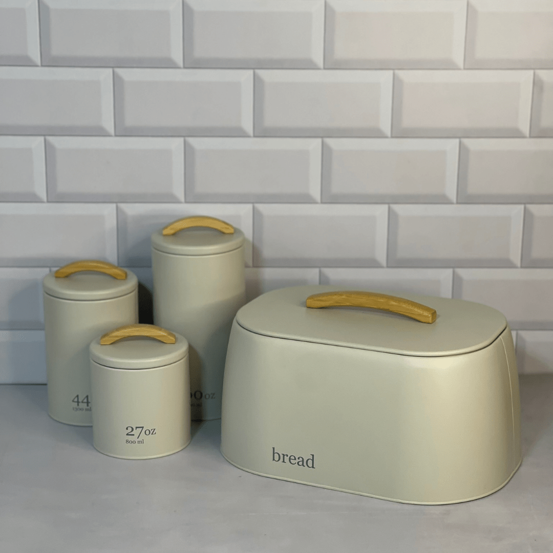 Porta Pão Sense com Alça de Bambu Bege 33,5cm - Ela Decora