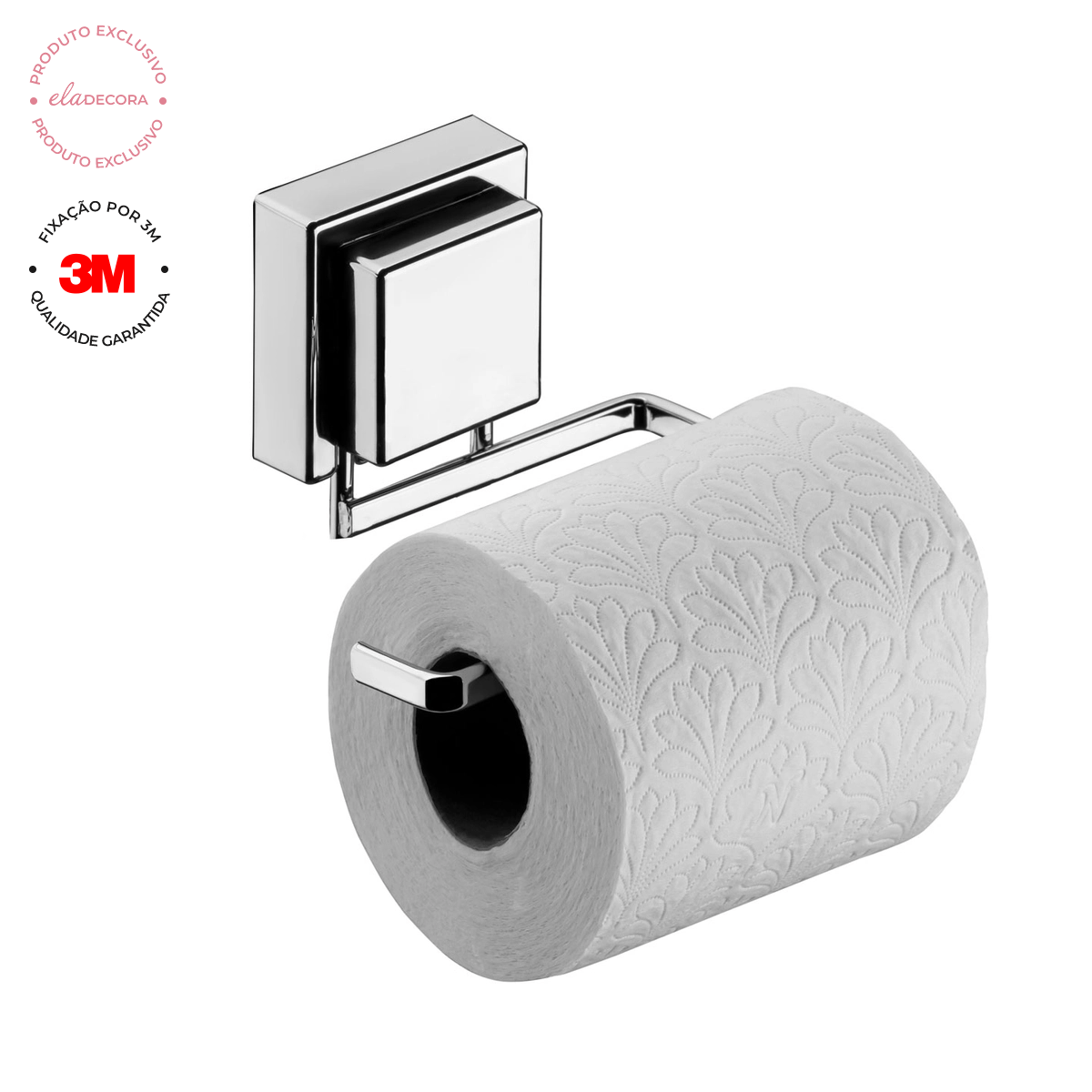 Porta Papel Higiênico Fixação 3M Cromado - Ela Decora