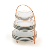 Porta Pratos Triplo Aço Piatina Rose Gold - Ela Decora