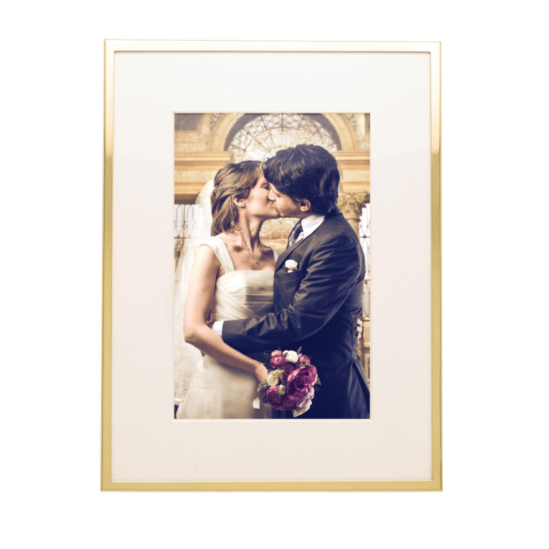 Porta Retrato em Aço Inox Basic Dourado 13cm x 18cm - Ela Decora