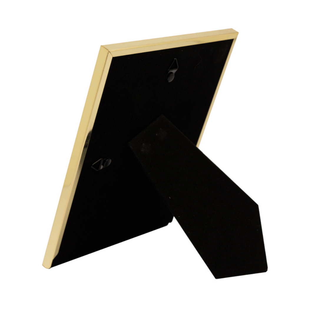 Porta Retrato em Aço Inox Basic Dourado 13cm x 18cm - Ela Decora