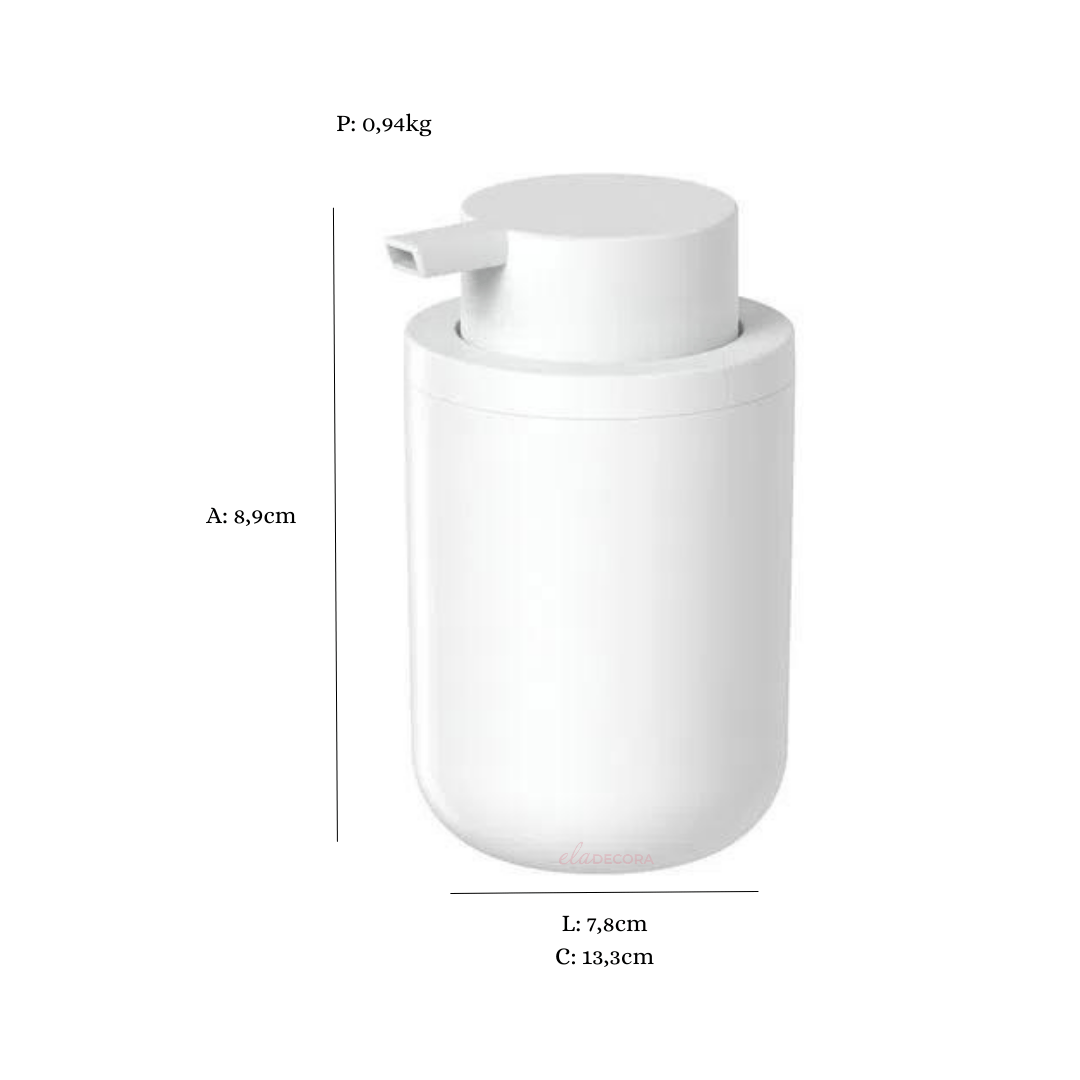 Porta Sabonete Liquido Bold Branco 300ml - Ela Decora