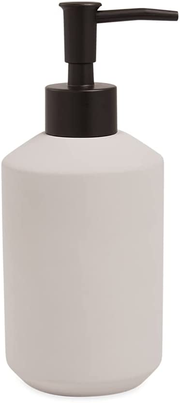 Porta Sabonete Liquido de Cimento Branco 18cm - Ela Decora