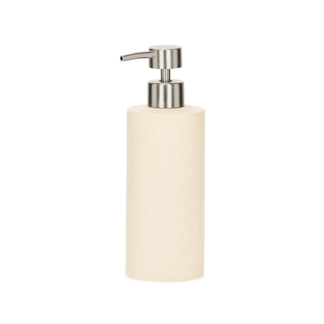 Porta Sabonete Liquido em Cerâmica Bege 21cm - Ela Decora