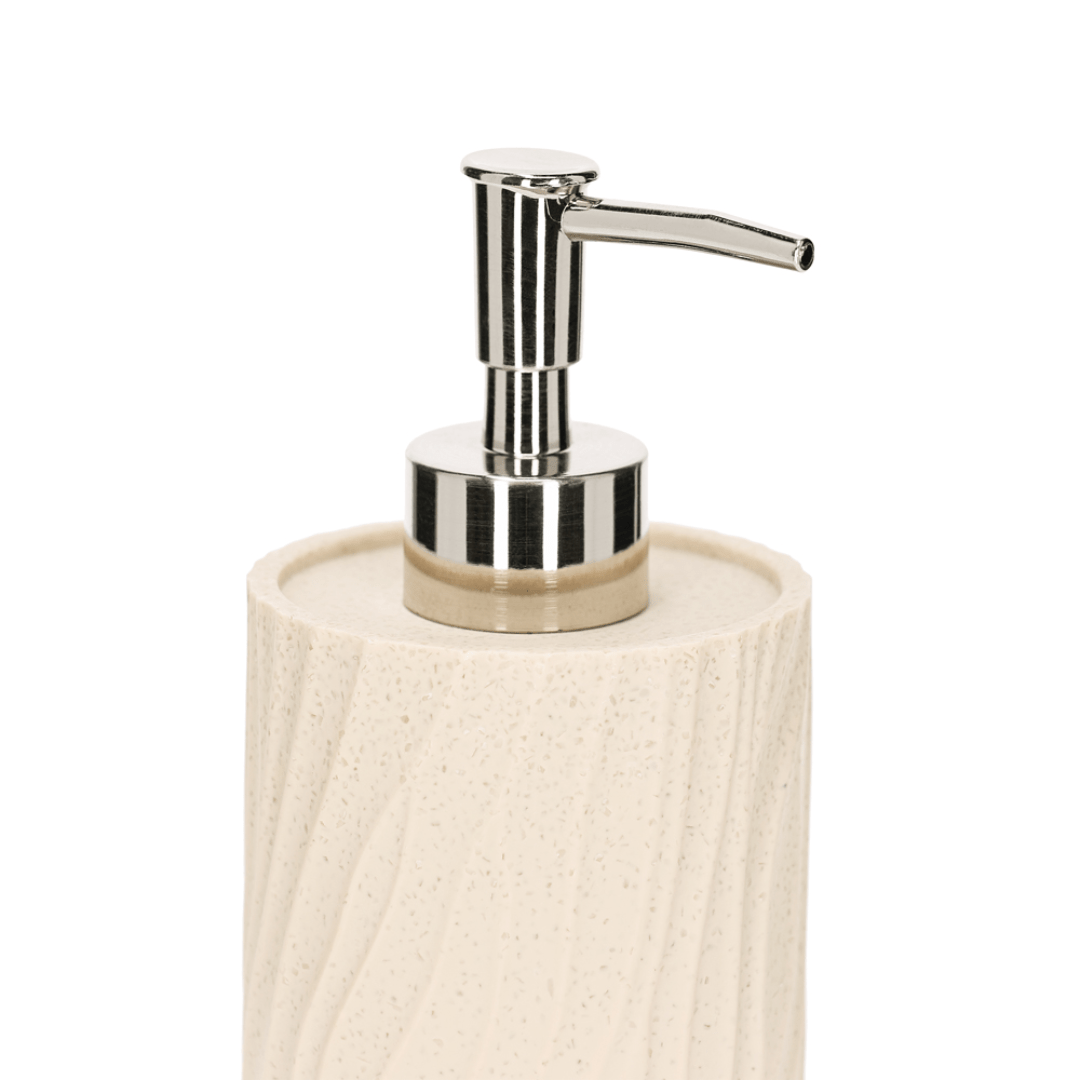 Porta Sabonete Liquido em Polirresina Bege 17cm - Ela Decora