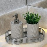 Porta Sabonete Liquido em Polirresina Bege 17cm - Ela Decora