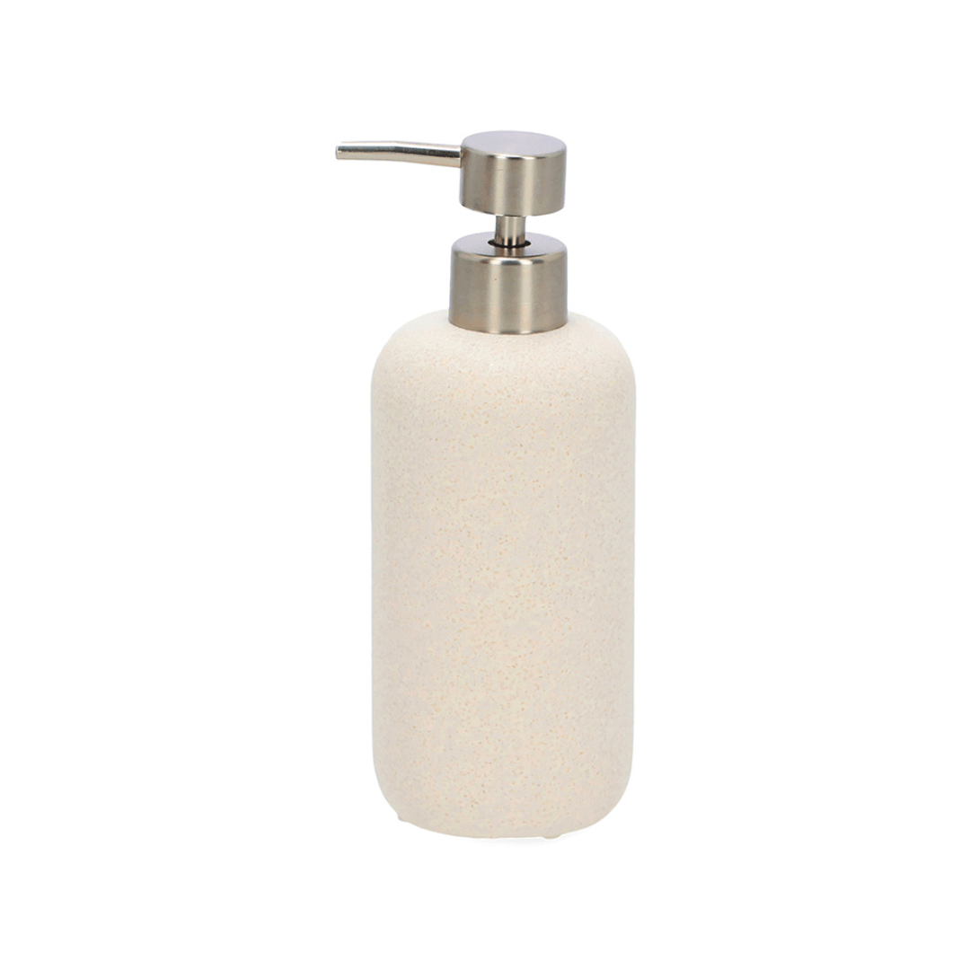 Porta Sabonete Liquido em Polirresina Bege e Cromado - Ela Decora