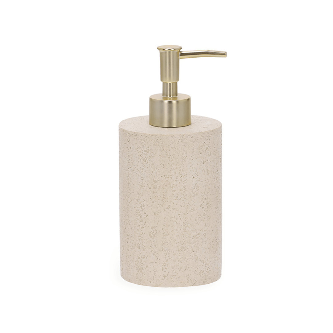 Porta Sabonete Liquido em Polirresina Cinza e Dourado - Ela Decora