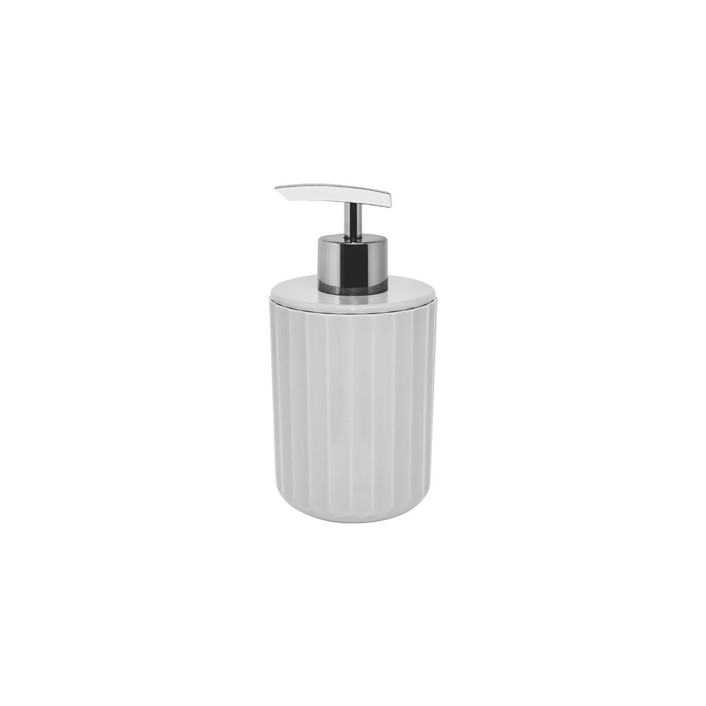 Porta Sabonete Liquido Groove Branco e Cromado - Ela Decora