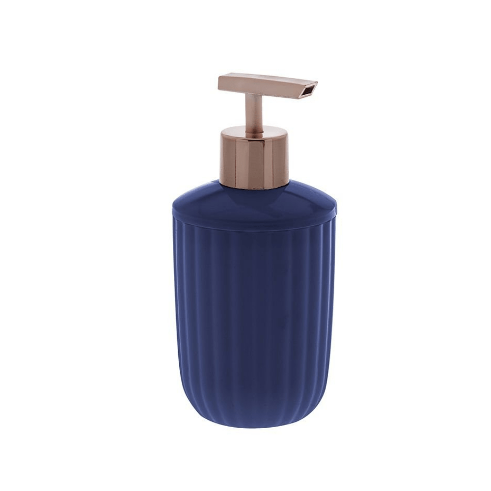 Porta Sabonete Líquido Linha Canelatta Azul Marinho e Rose Gold - 400 ml - Ela Decora