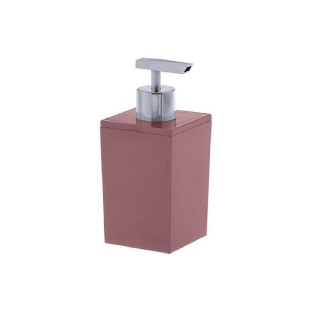 Porta Sabonete Líquido Linha Quadratta Rosa e Cromado - 300 ml - Ela Decora