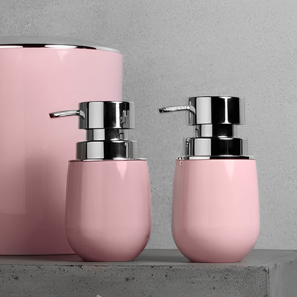 Porta Sabonete Líquido New Belly Cromo Rosa Quartz - 400ml - Ela Decora
