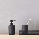 Porta Sabonete Líquido ou Álcool Gel Em Cimento Preto Fosco - 17 cm - Ela Decora