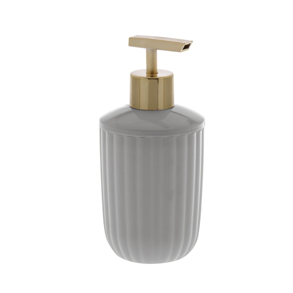 Porta Sabonete Líquido Redondo Linha Canelatta Creme e Dourado - Ela Decora
