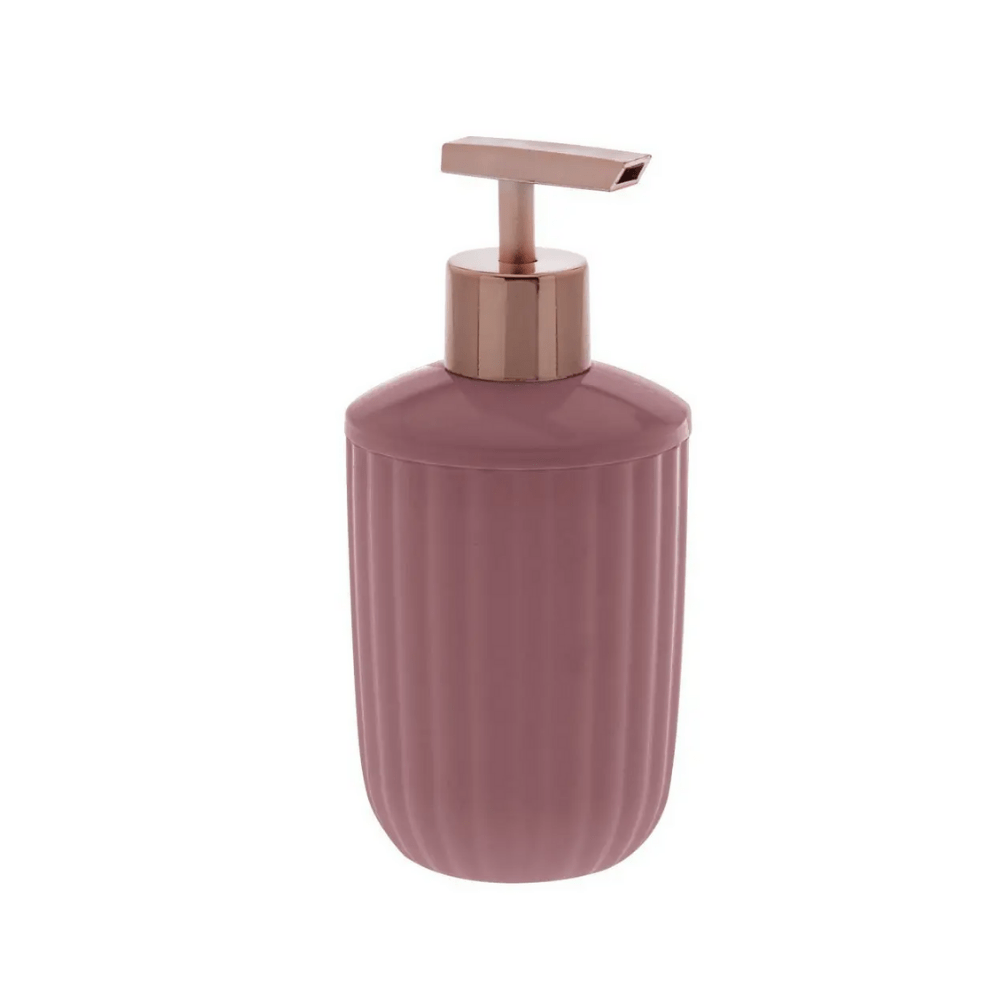 Porta Sabonete Líquido Redondo Linha Canelatta Rosa e Rose Gold - Ela Decora
