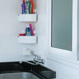 Porta Shampoo com Ventosa em Plástico Branco - Ela Decora
