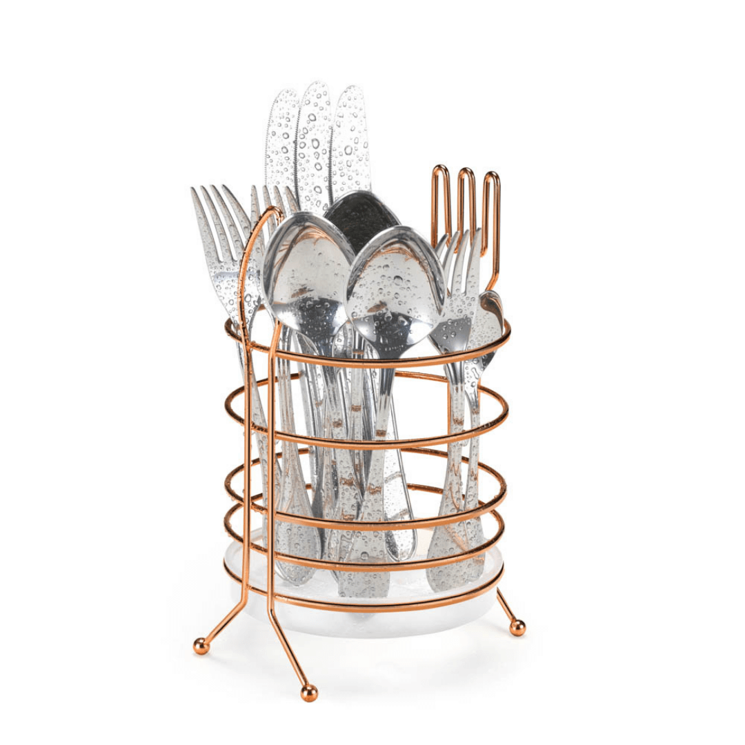 Porta Talheres Escorredor Redondo Rose Gold - Ela Decora