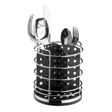 Porta Talheres Utensílios Preto e Cromado 15cm - Ela Decora