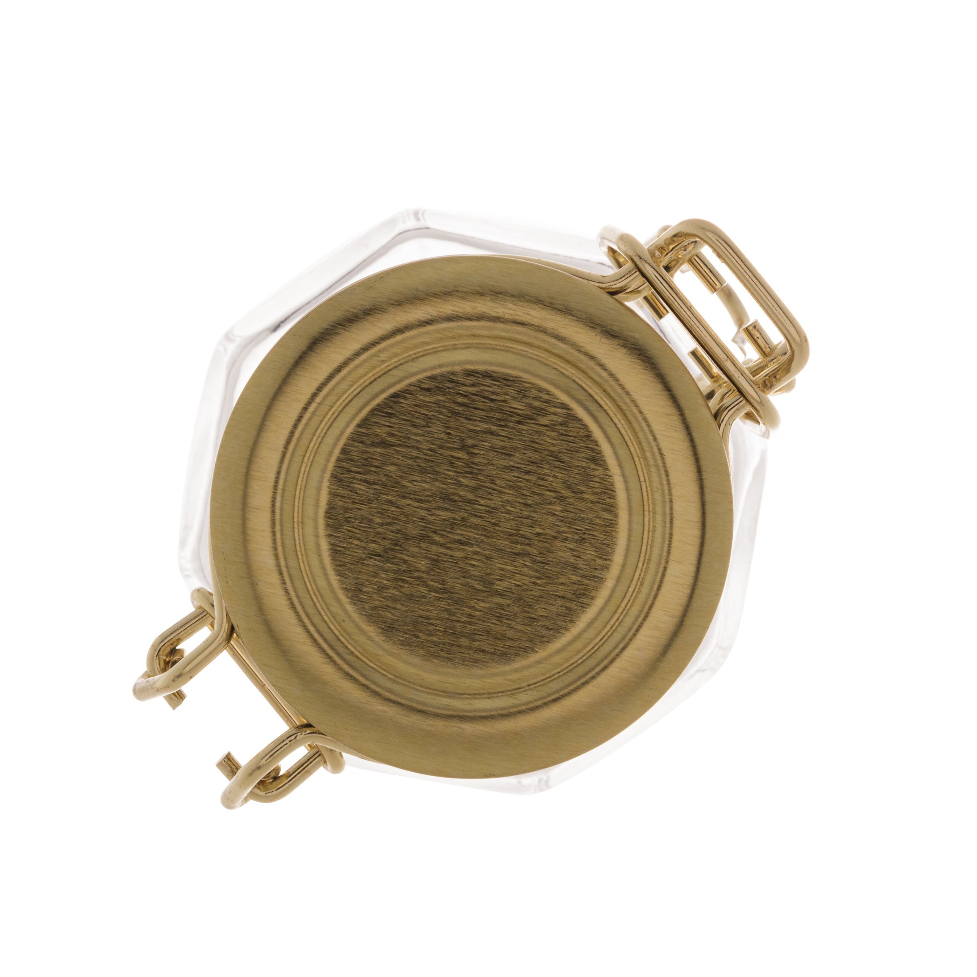 Porta Tempero Hermético de Vidro e Metal Dourado - 8 cm - Ela Decora
