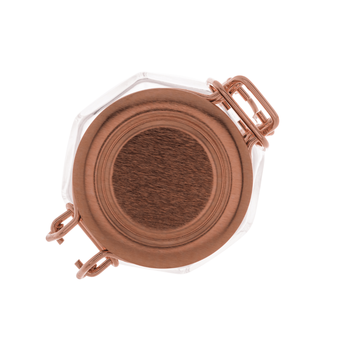 Porta Tempero Hermético de Vidro e Metal Rose Gold - 8 cm - Ela Decora