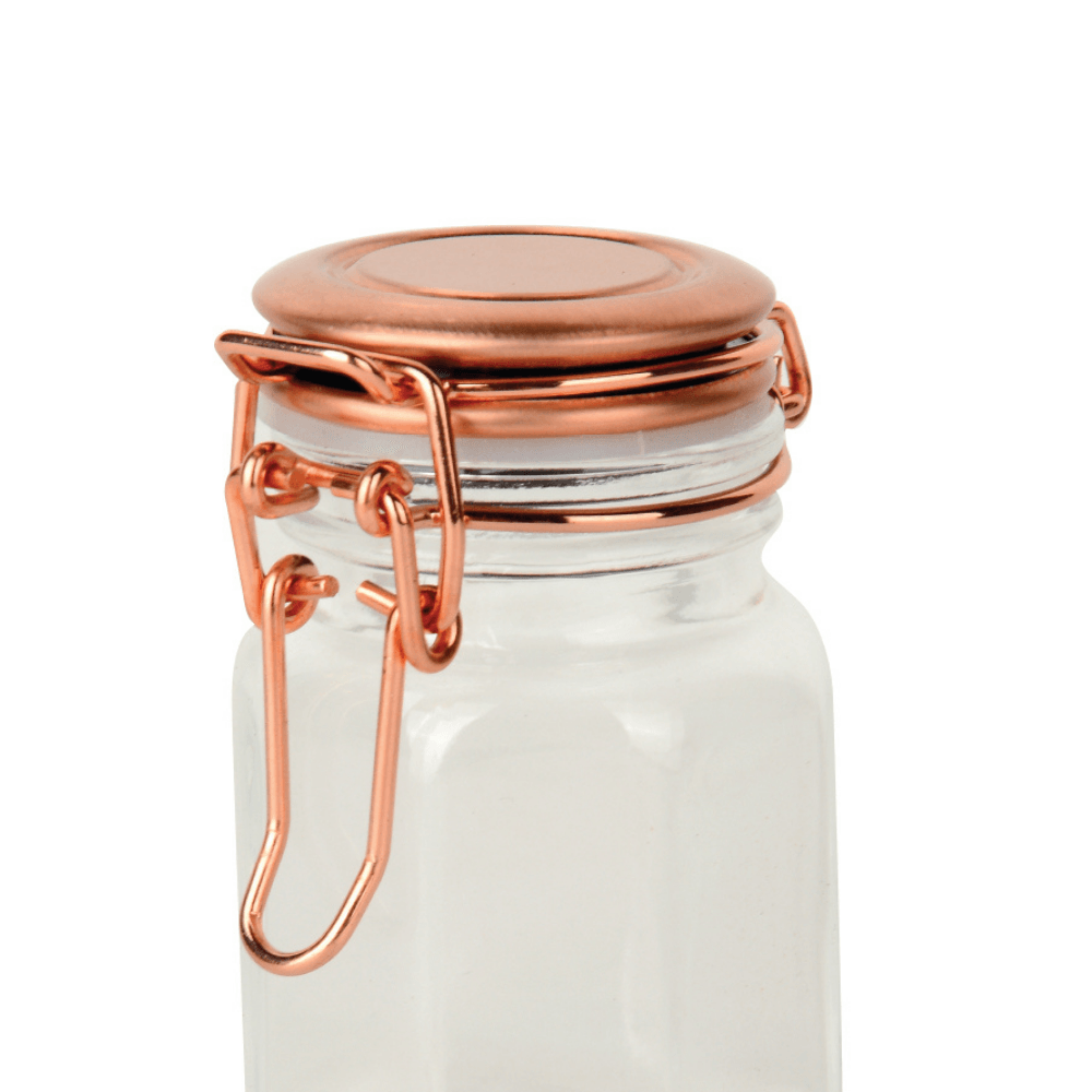 Porta Tempero Hermético de Vidro e Metal Rose Gold - 8 cm - Ela Decora