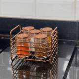 Porta Tempero Hermético de Vidro e Metal Rose Gold - 8 cm - Ela Decora