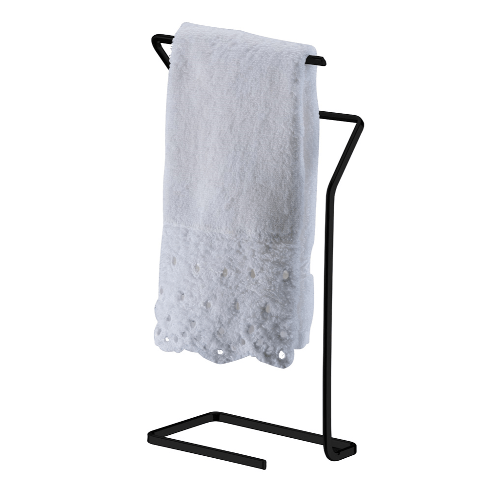 Porta Toalha Bancada Preto Fosco Linha Black - Ela Decora