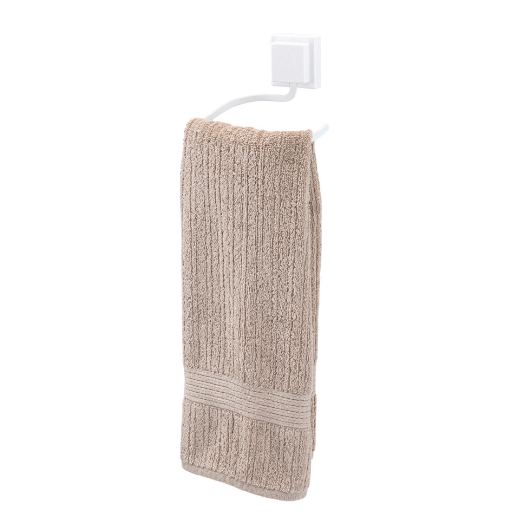 Porta Toalha de Rosto e Mãos Aço Piatina 3M Branco - Ela Decora
