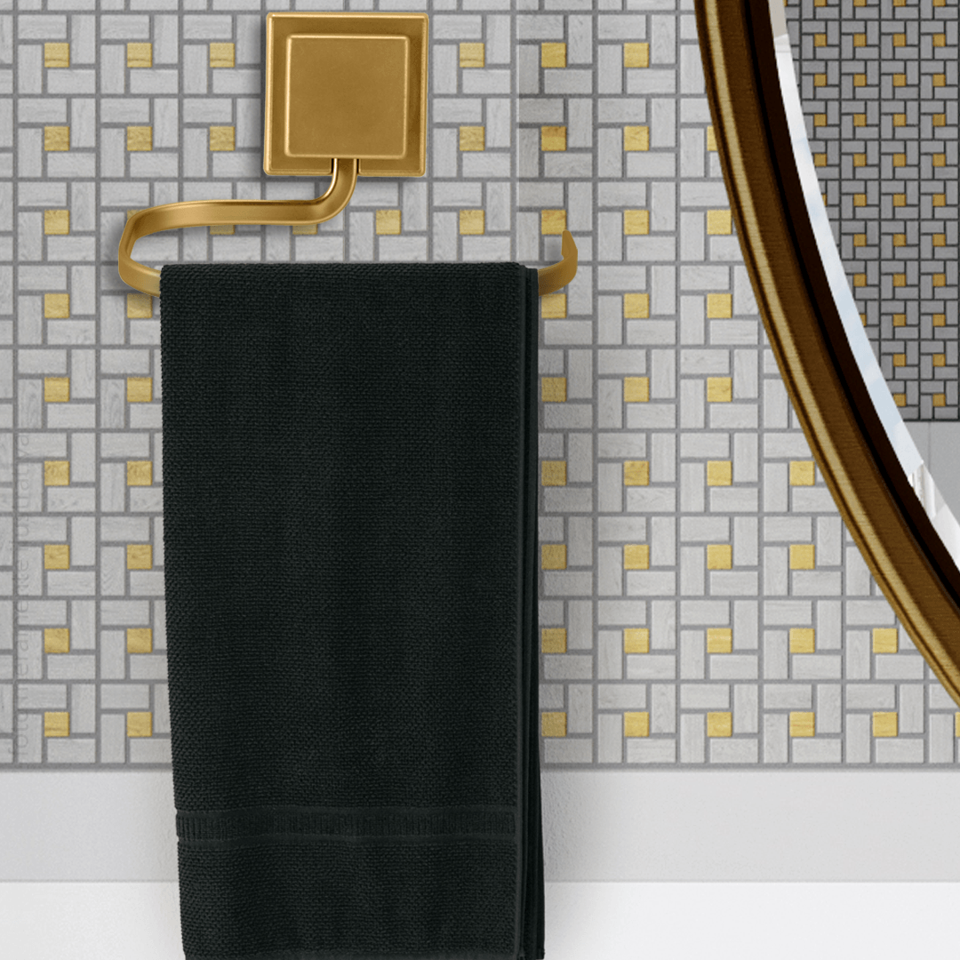 Porta Toalha de Rosto e Mãos de Piatina Dourado Fosco 3M - Ela Decora