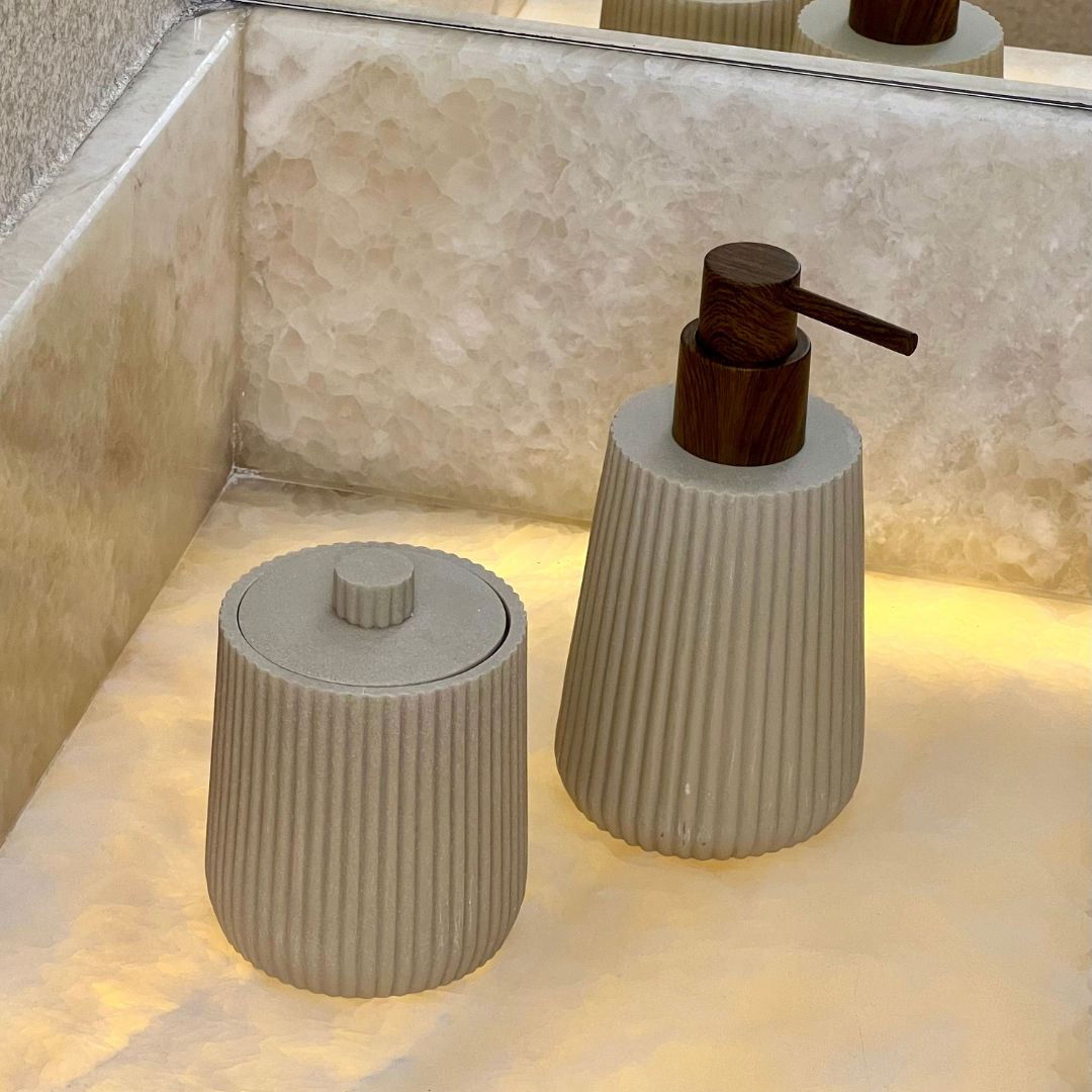 Porta Sabonete Líquido Striato Bege 245ml