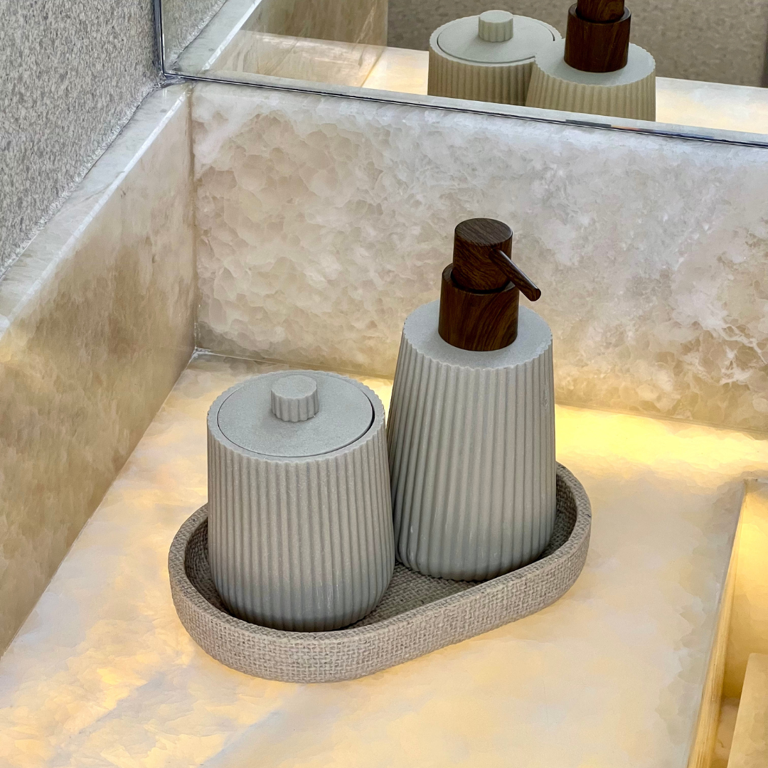 Porta Sabonete Líquido Striato Bege 245ml