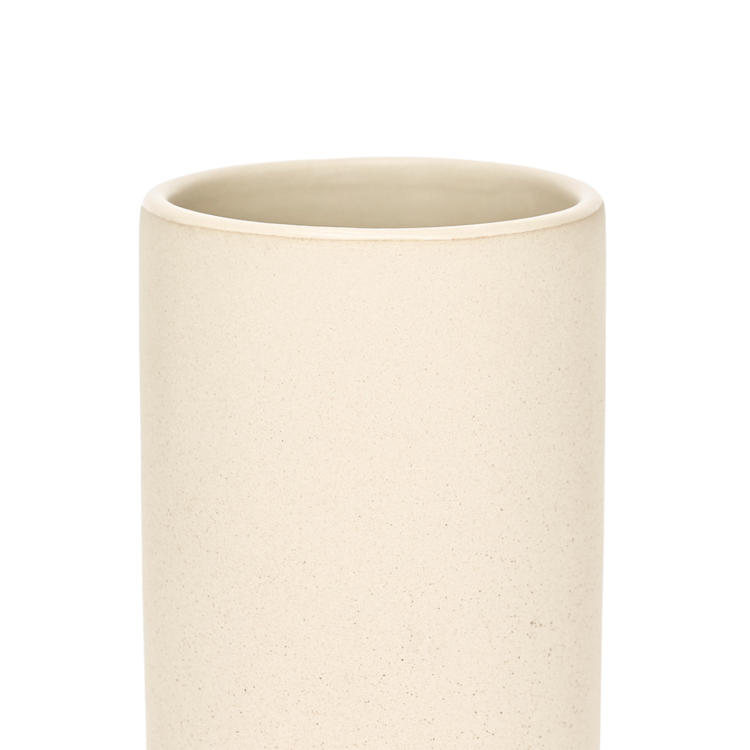 Copo Porta Escova em Cerâmica Bege 12cm