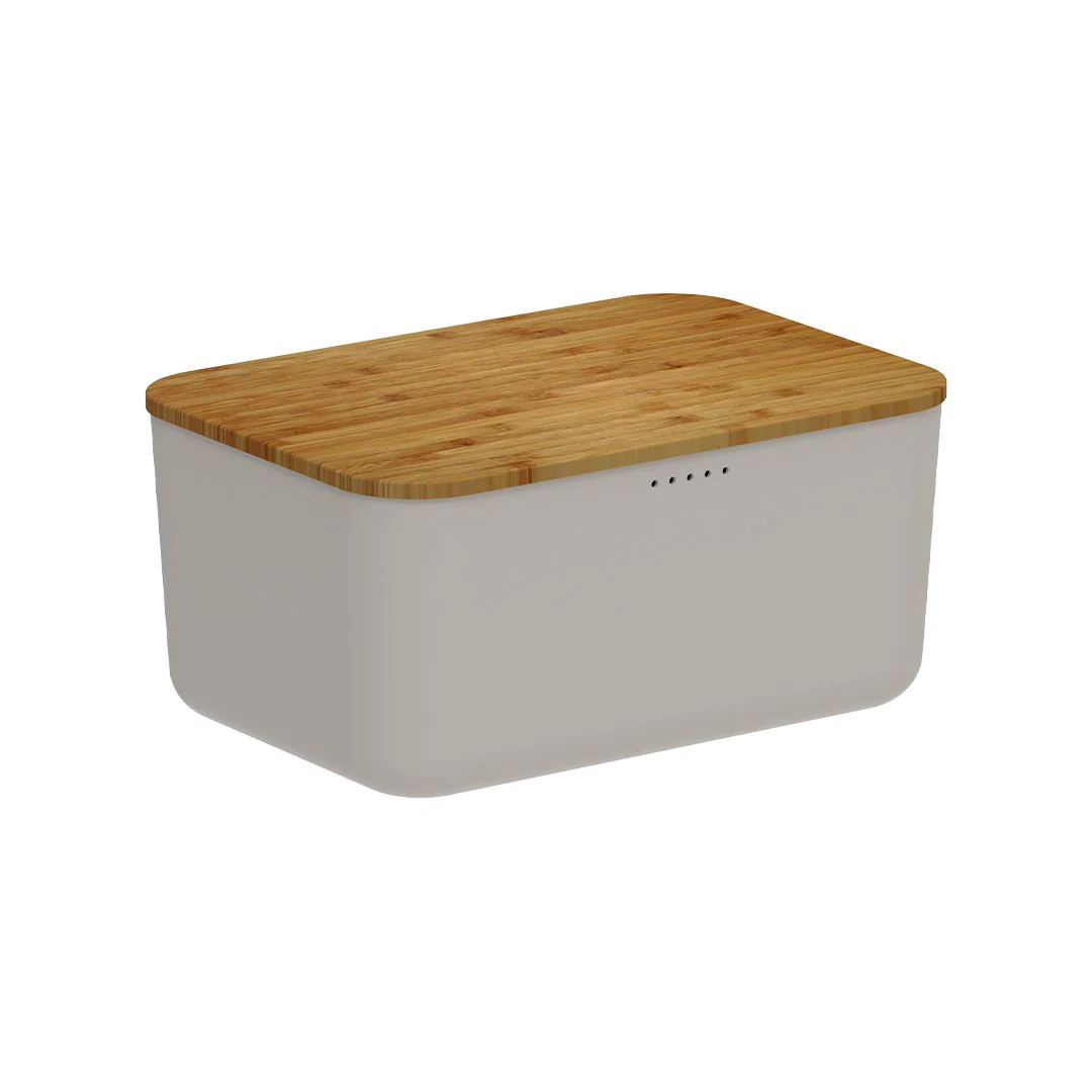 Porta Pão Lume Bege com Tampa de Bambu 9,5L