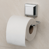 Suporte de papel higienico com ventosa quadrada cromada para parede