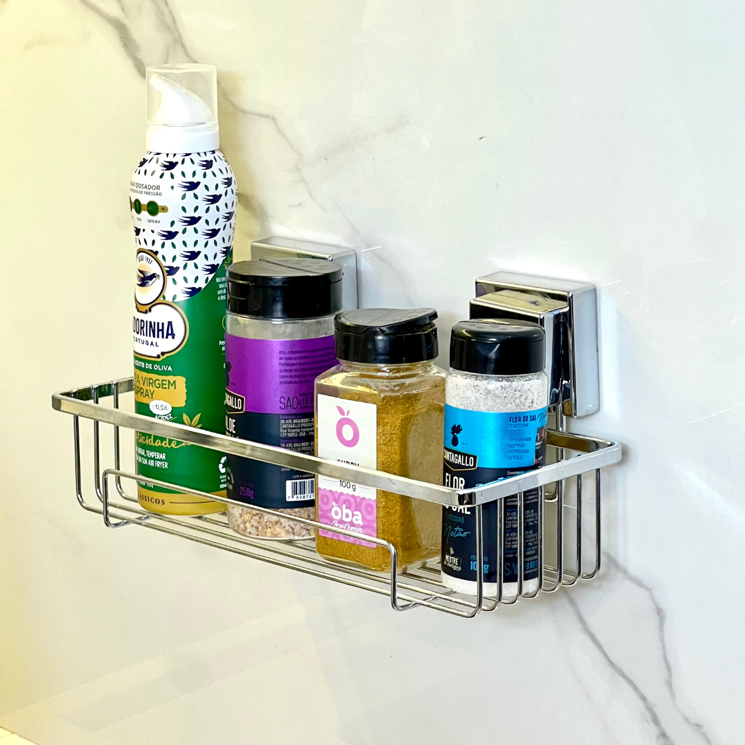 Suporte Para Shampoo Com Ventosa 28cm Aço Cromado