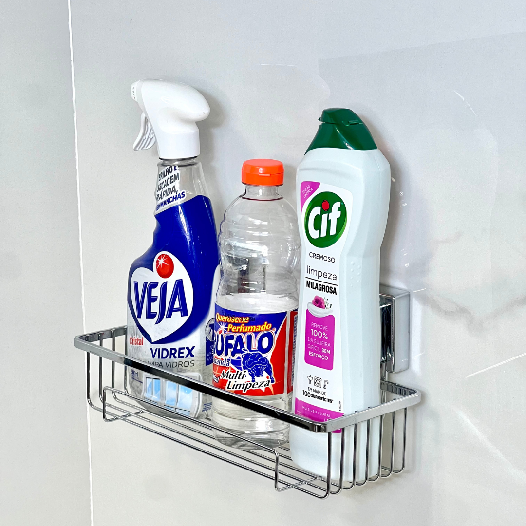 Suporte Para Shampoo Com Ventosa 28cm Aço Cromado