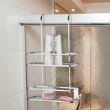 Suporte para Shampoo e Sabonete de Box com Gancho Móvel Cromado
