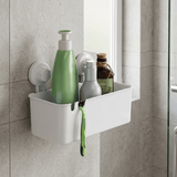 Porta Shampoo com Ventosa em Plástico Branco